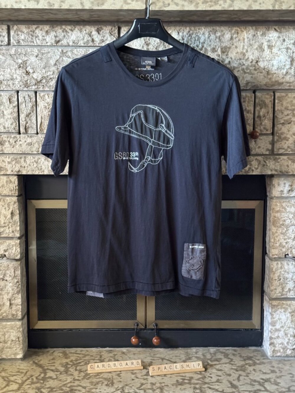 Vintage Y2K G-Star Raw 3301 Deconstructed Patch T Shirt Mens Large Black